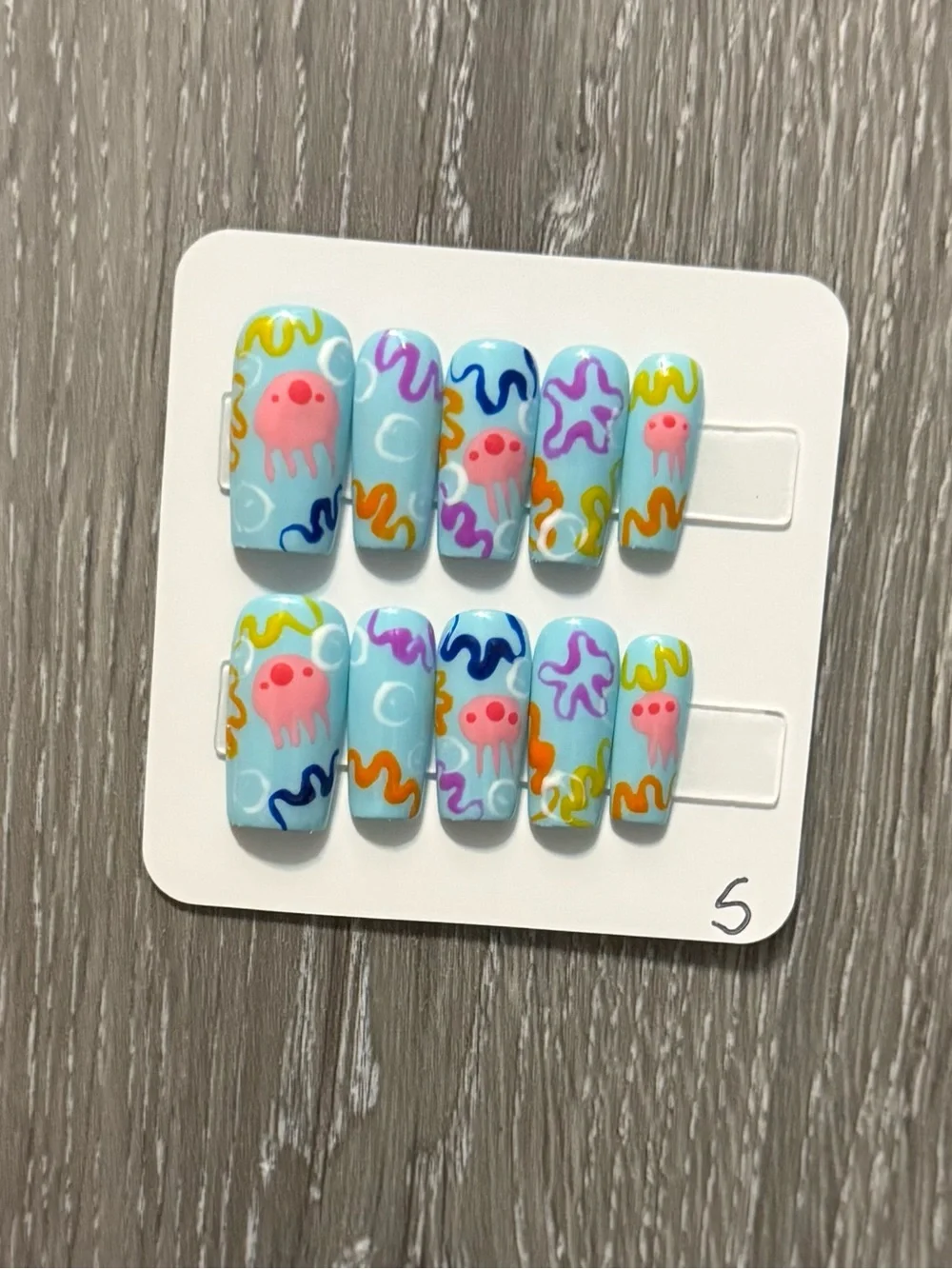 Sea Breeze Blue Jellyfish Press-On Nail Set